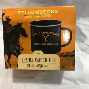 Yellowstone‎ Dutton Ranch incsripted black enamel camper mug cup new